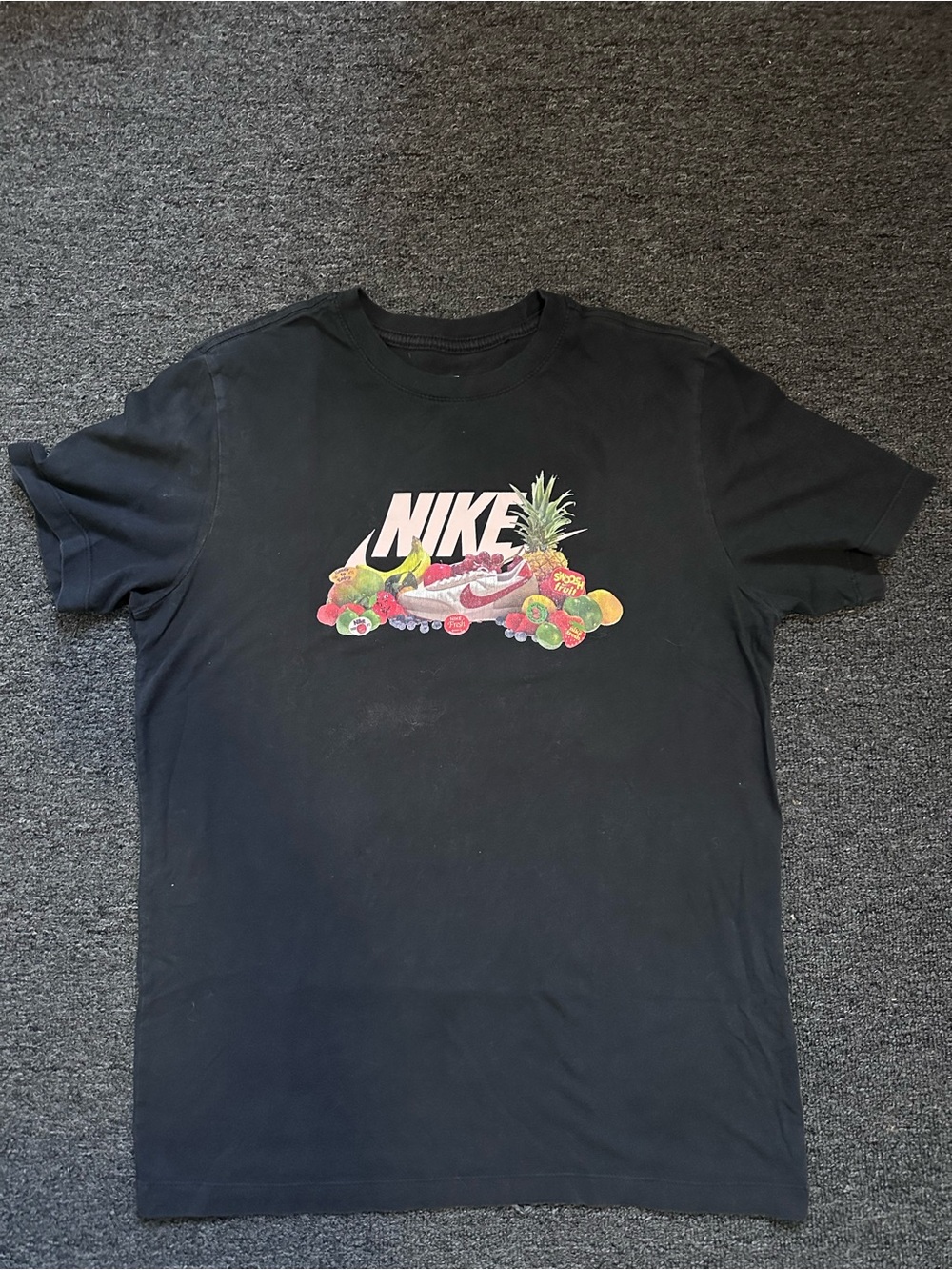 Nike Black Short-Sleeve Tee with Colorful Fruit Logo